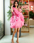 Blush Pink Ruffle Pleated Dress