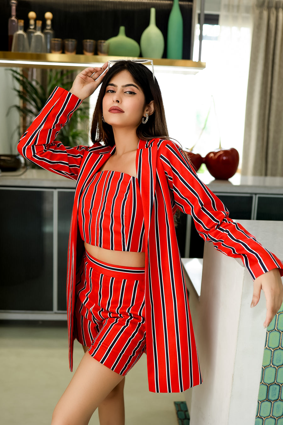 Red Stripped Co-ord Set