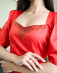 Red Pearl Fantasy Top With Pants