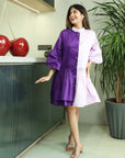 Purple Color Block Shirt Dress