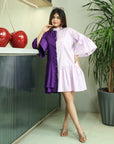 Purple Color Block Shirt Dress