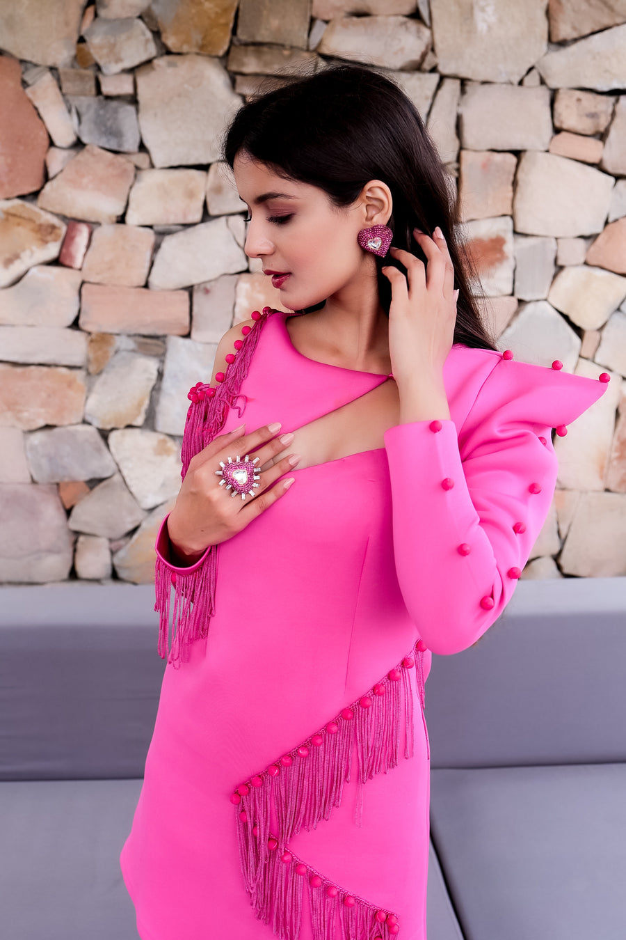 Blush Pink Fringes Dress