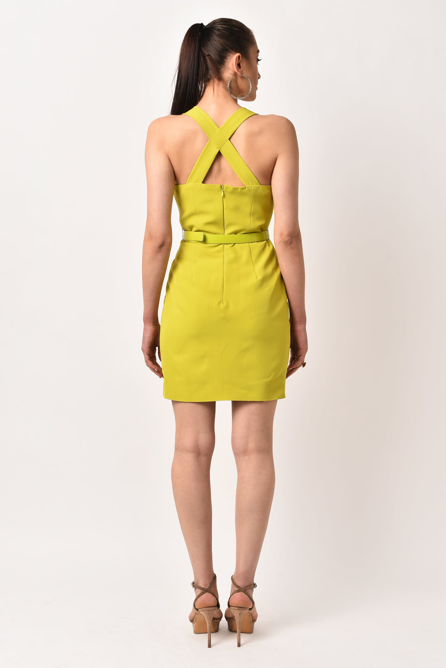 LIME GREEN BELTED DRESS