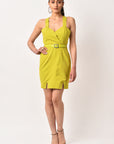 LIME GREEN BELTED DRESS