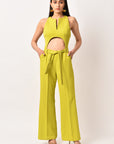 LIME GREEN TIE -UP JUMPSUIT