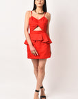 RED STRAPPY COTTON DRESS